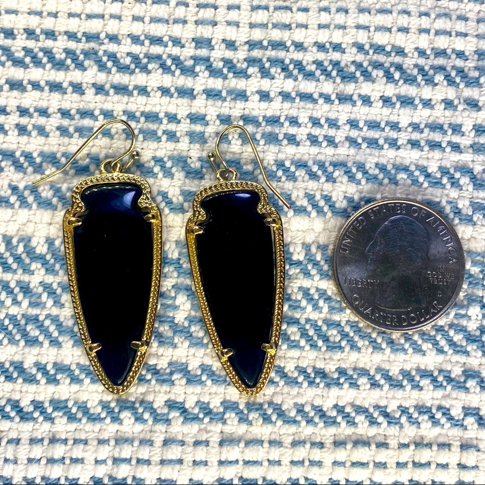 Kendra Scott Gold Sky Arrowhead Drop Earring in Opaque Black w/ free necklace!